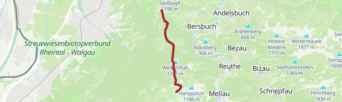 Route map: Bödele - Guntenspitze